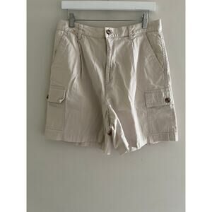 Vintage Talbots Cotton Khaki Cargo Shorts Tan Size 14 JJ